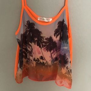 Orange palm tree tank top